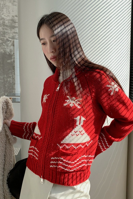 ノルディック柄ジップニット 2217