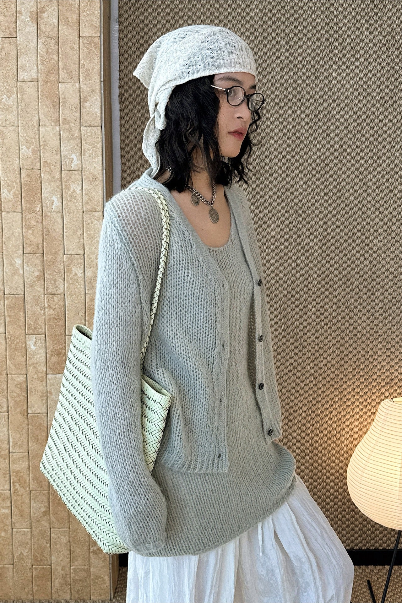 透かし編みニットアンサンブル 2273