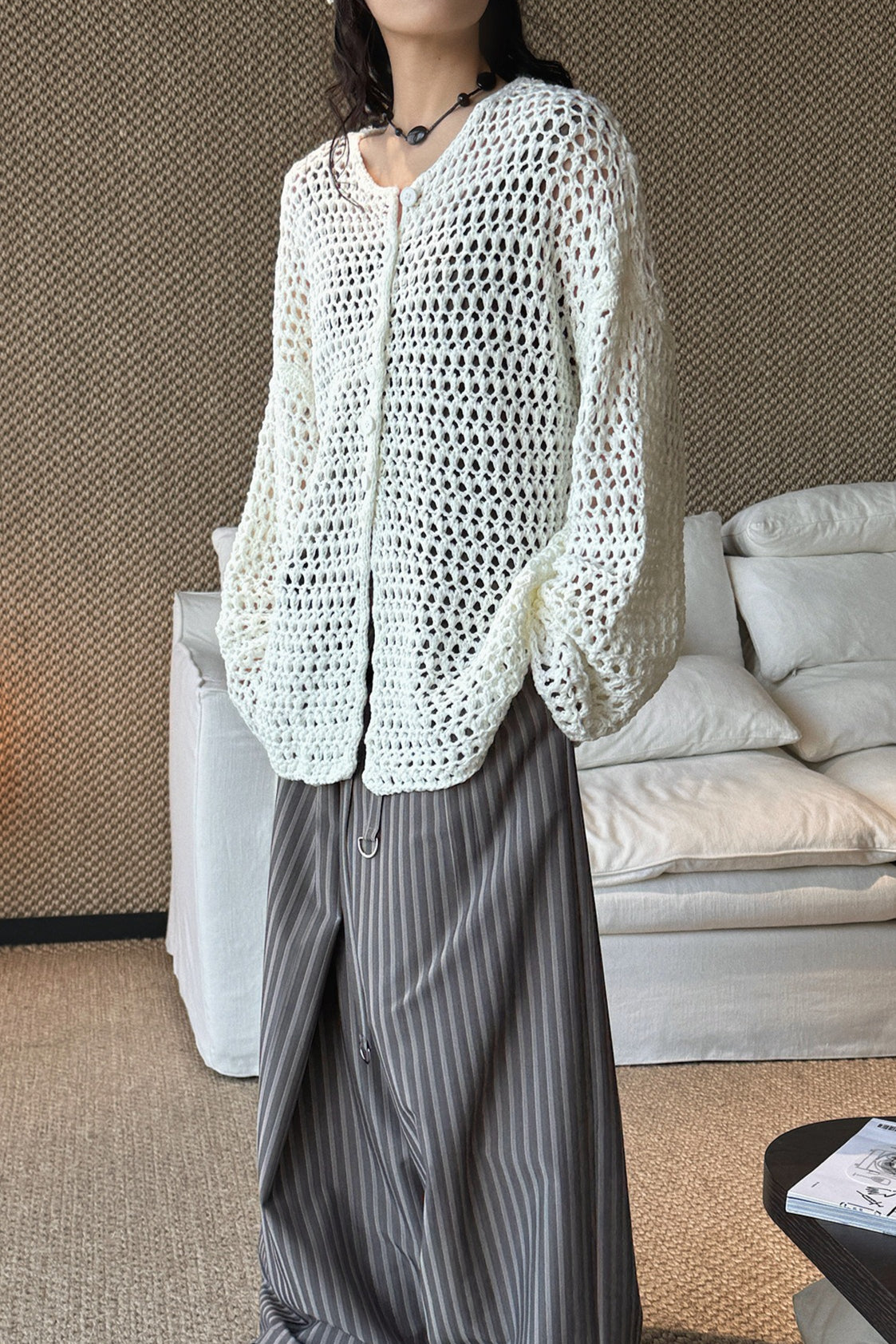 シアーメッシュニットカーディガン 2265