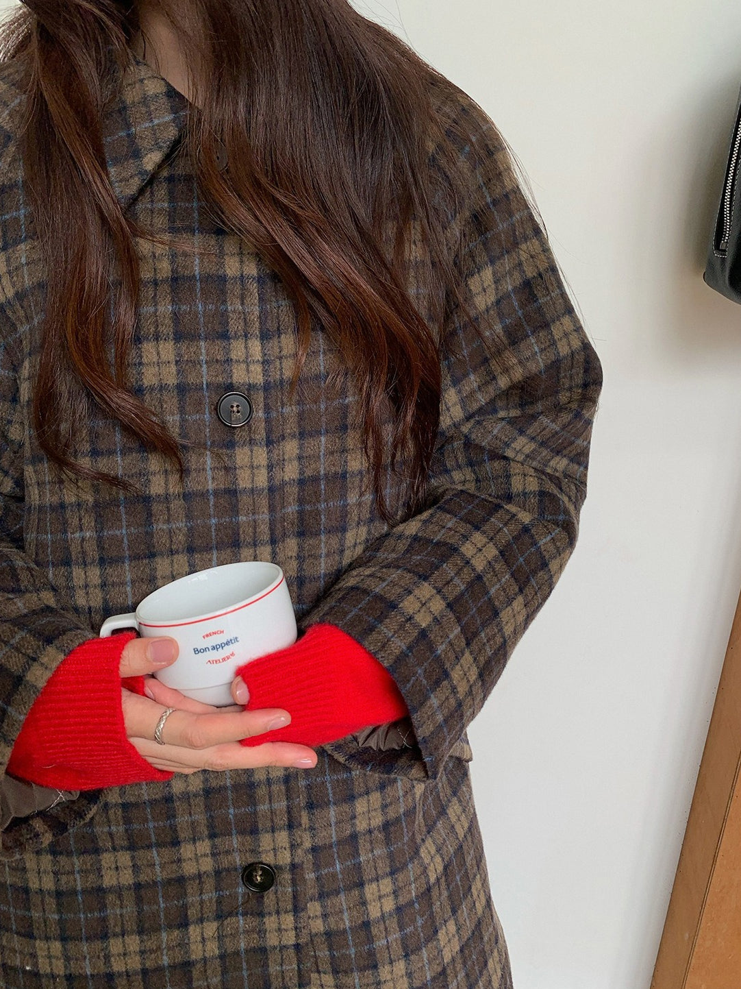 クラシカルチェックステンカラーコート 2236