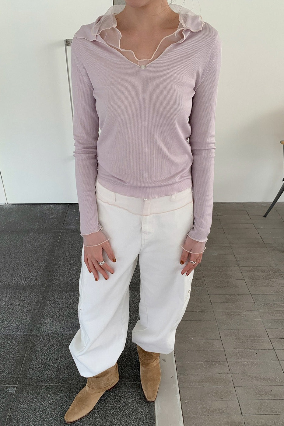 LAYERED SHEER COLLAR TOP–COLORS 2310
