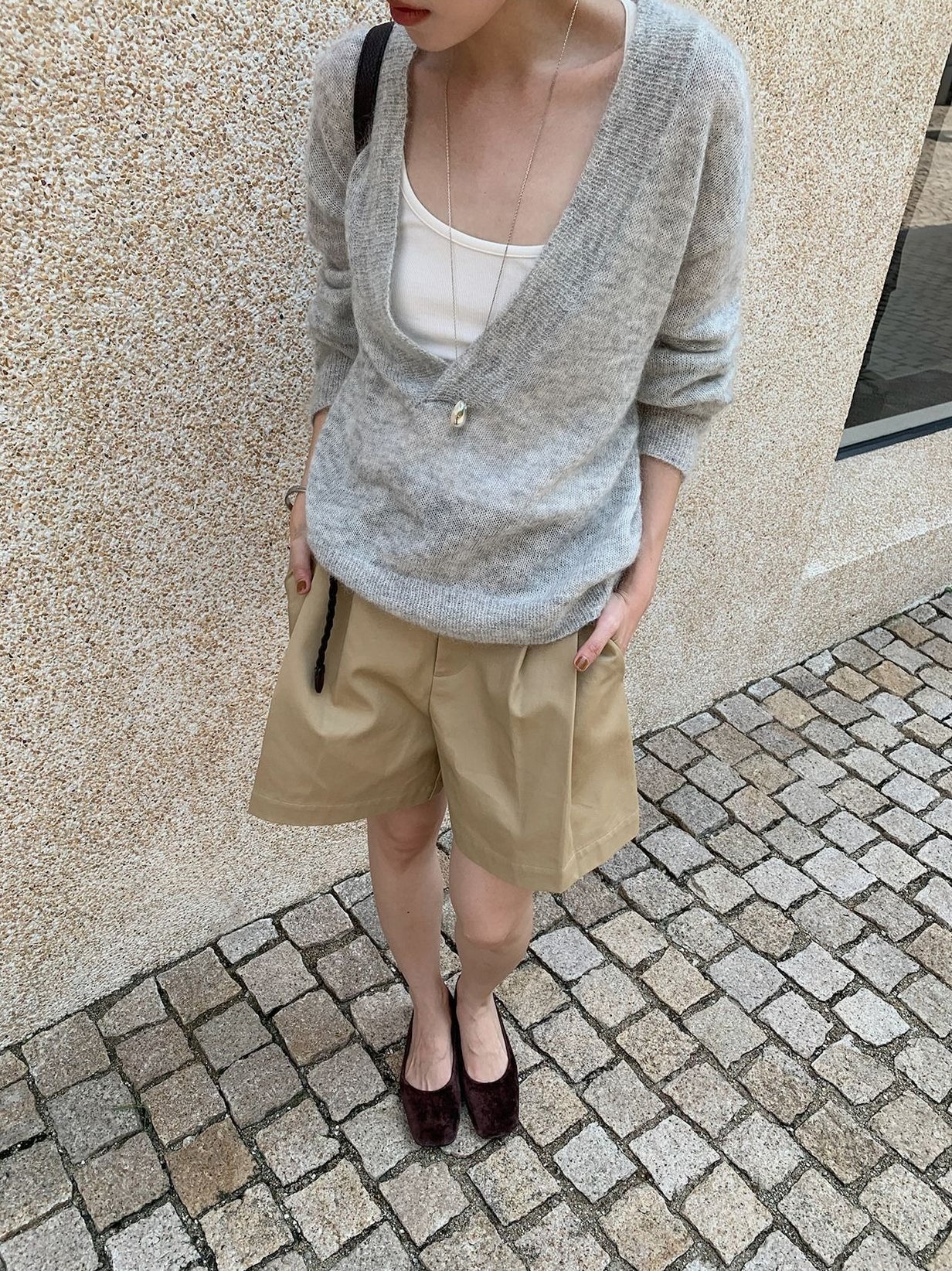 MOHAIR DEEP V-NECK KNIT 2465