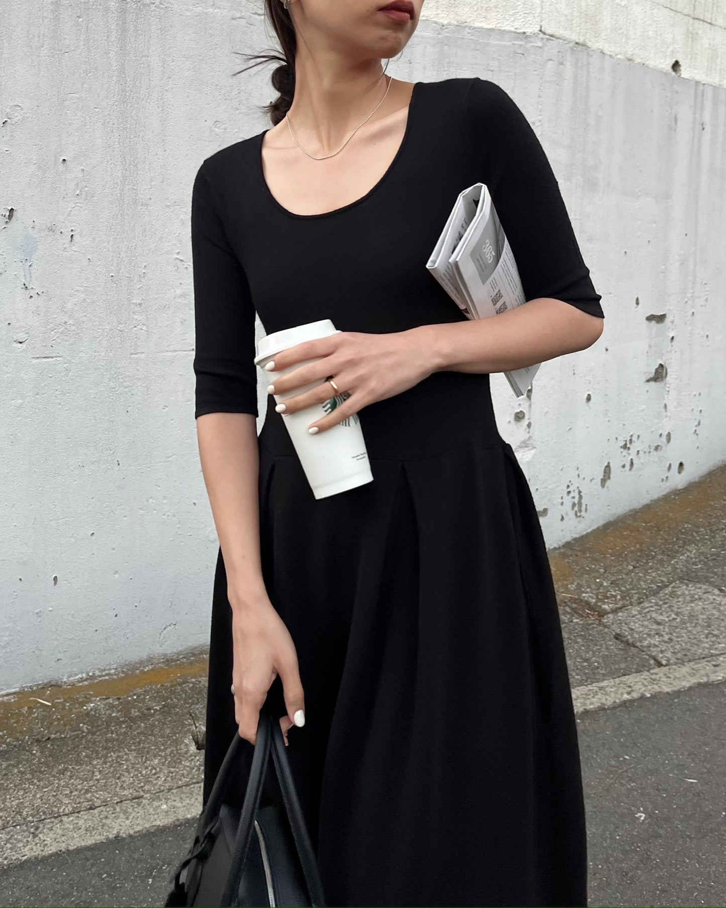 ハーフスリーブロングワンピース 0830