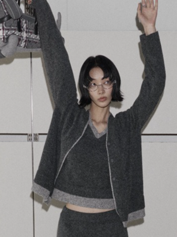 カラーブロックニットカーディガン 2211