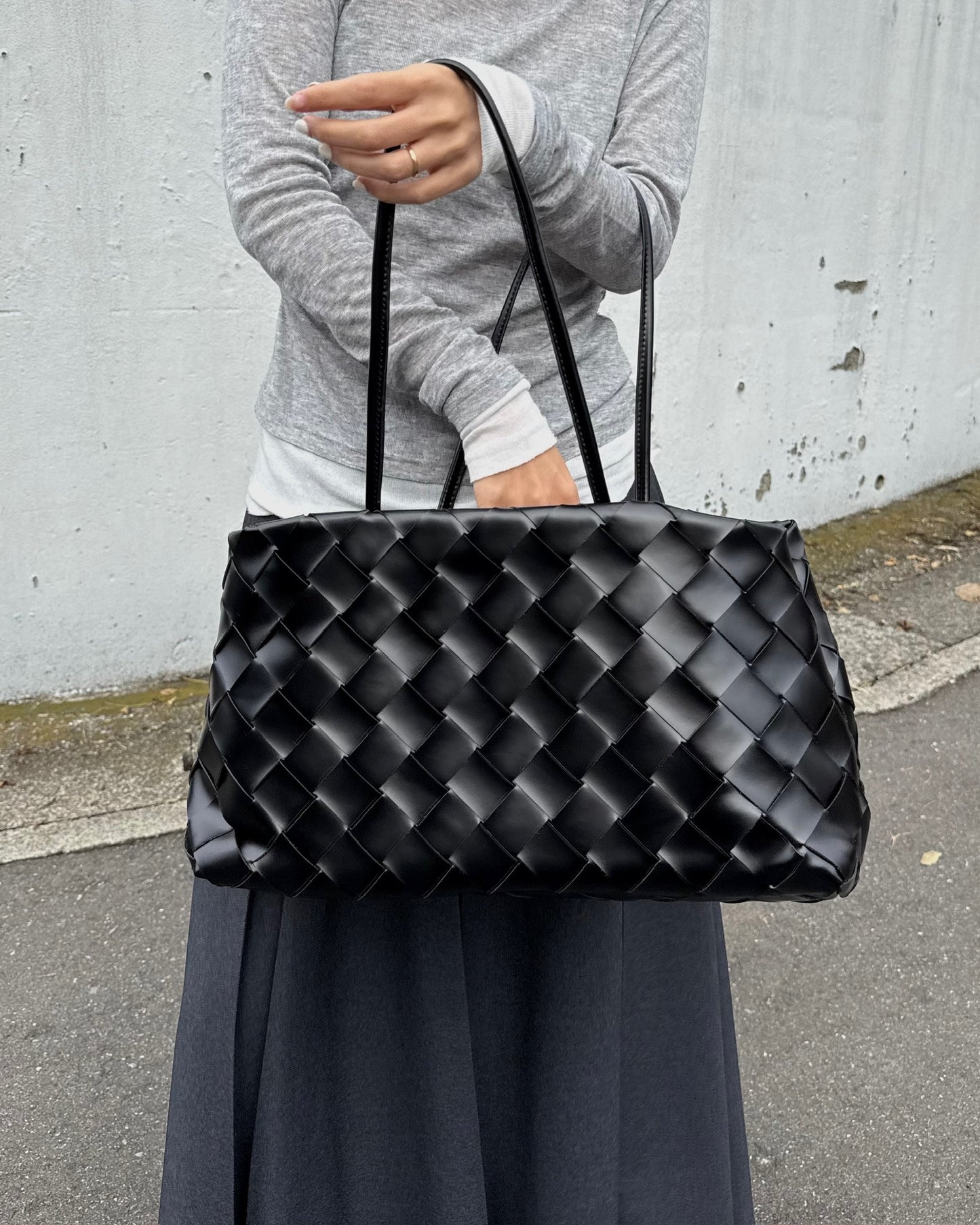 レザー編み込みショルダーバッグ 2139