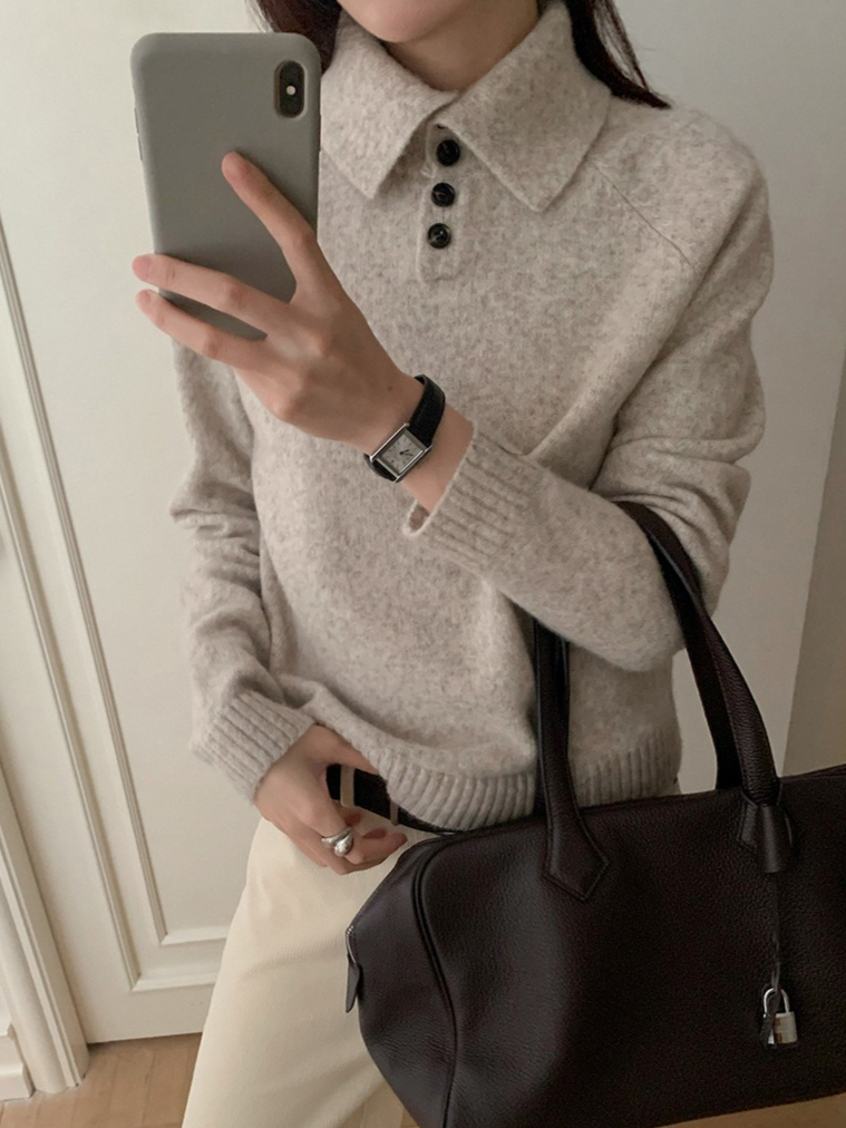 スタンドカラーラグランニット 2198