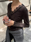 SHEER VELVET LACE V-TOP 2470