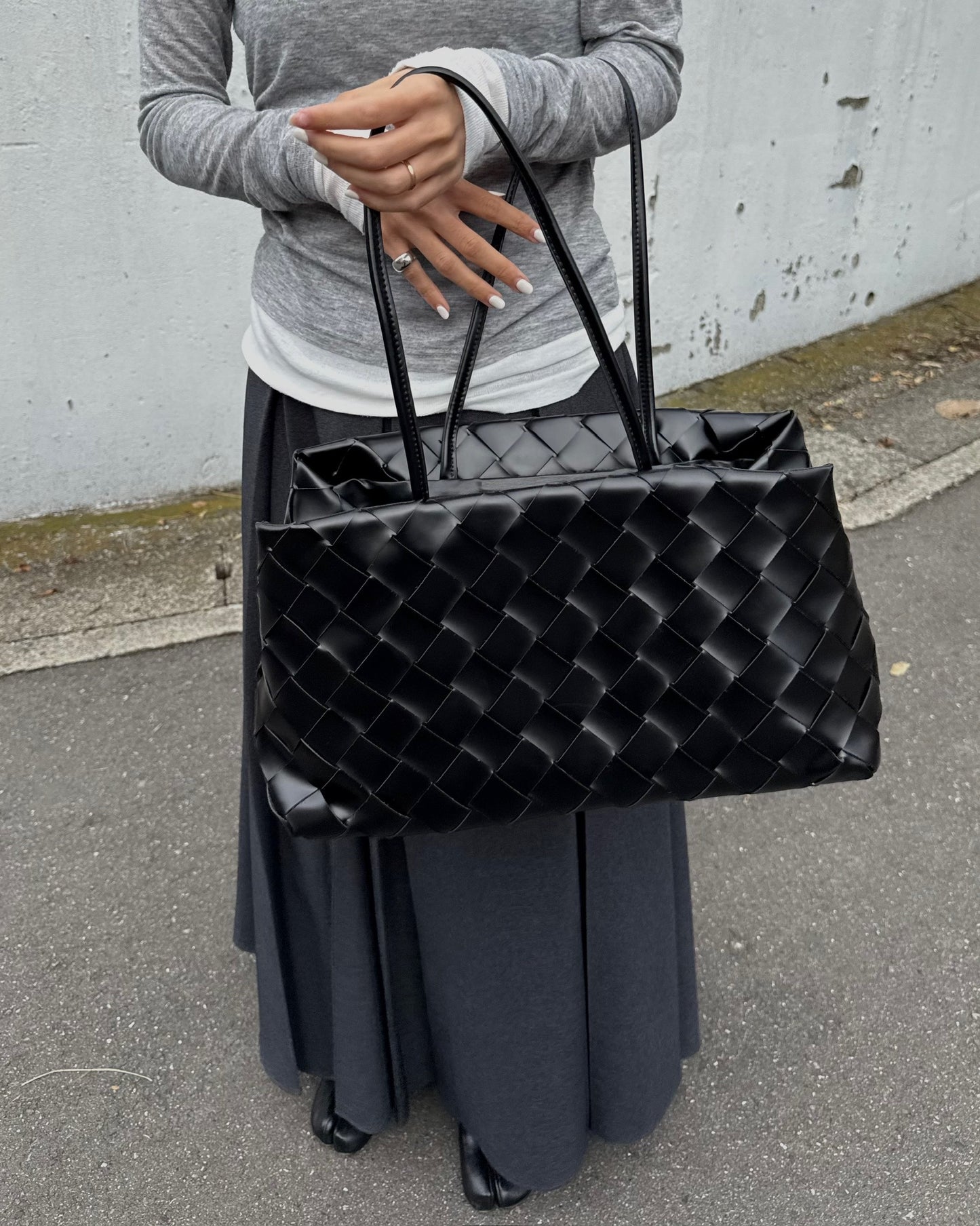 レザー編み込みショルダーバッグ 2139