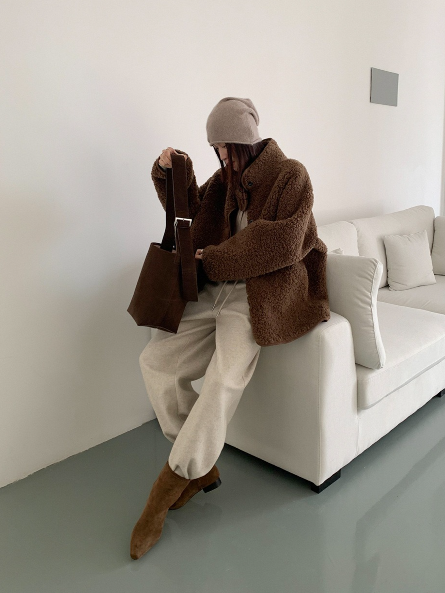 スタンドカラーボアコート 2209