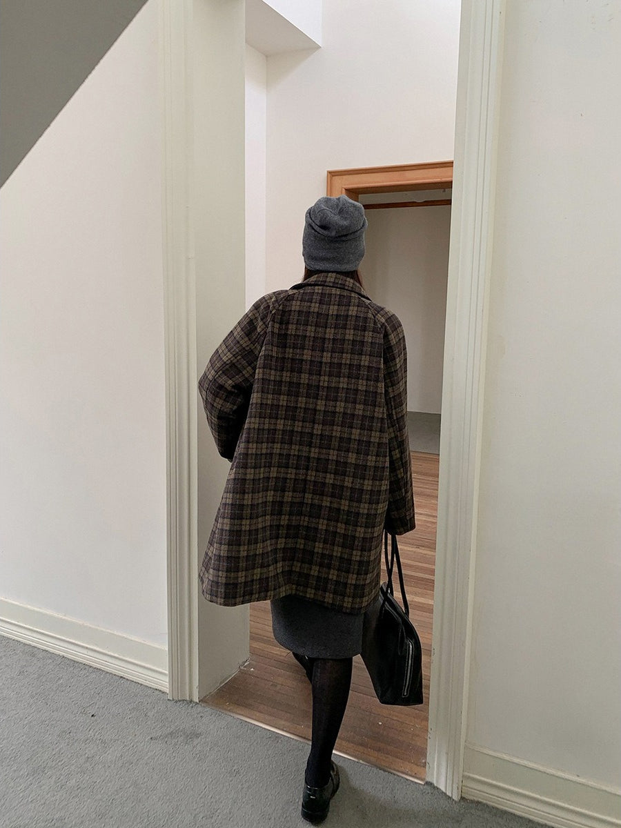 クラシカルチェックステンカラーコート 2236