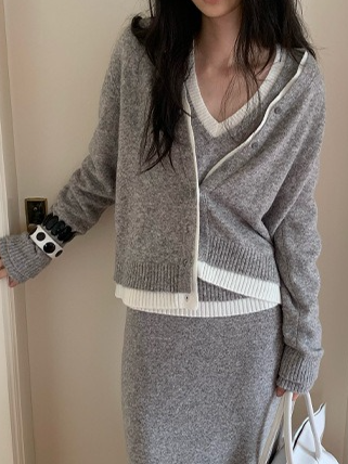 カラーブロックニットカーディガン 2211