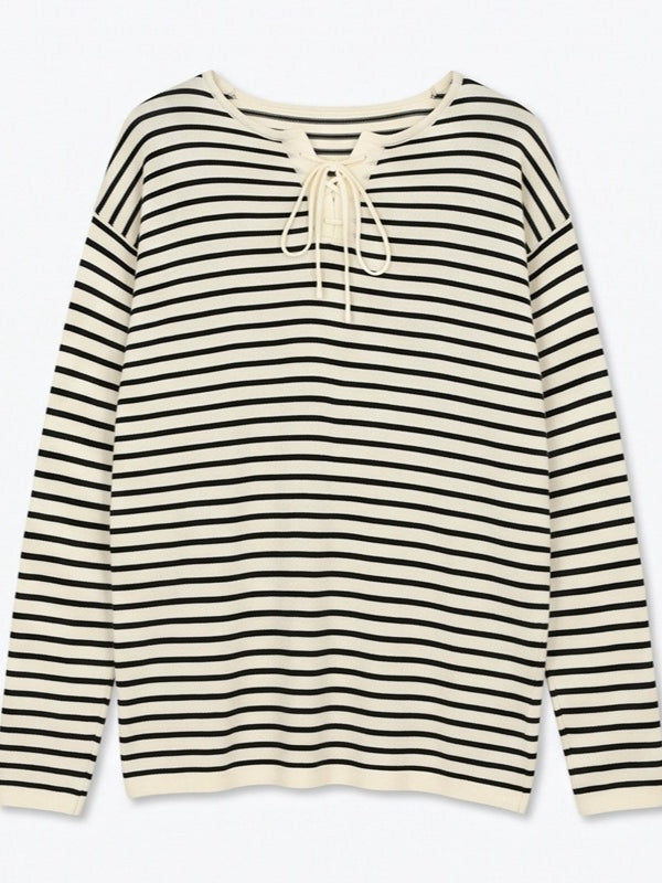 LACE-UP STRIPE KNIT 2489
