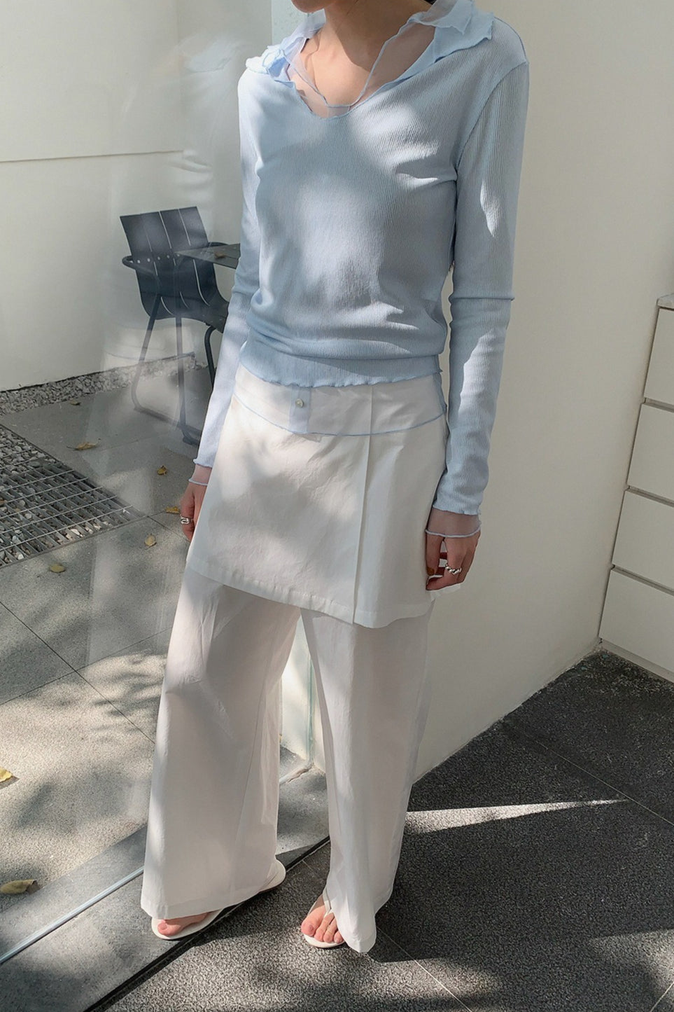 LAYERED SHEER COLLAR TOP–COLORS 2310