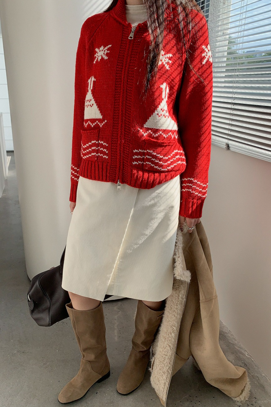 ノルディック柄ジップニット 2217