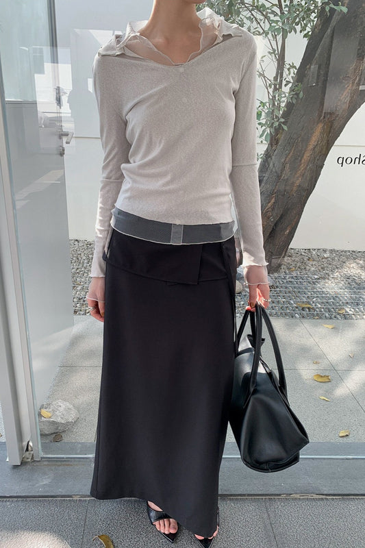 LAYERED SHEER COLLAR TOP–COLORS 2310