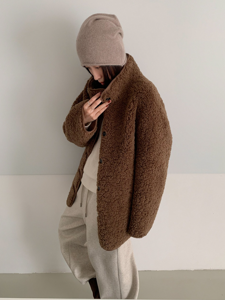 スタンドカラーボアコート 2209