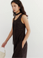 SUEDE TIE-NECK SLEEVELESS ONEPIECE 2125