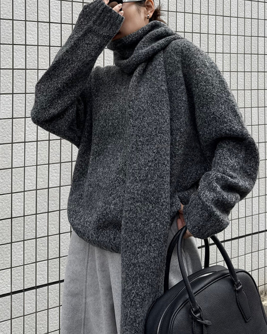 マフラー付きクルーネックニット2223