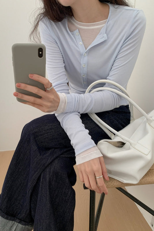 BUTTON HENLEY TOP 2314