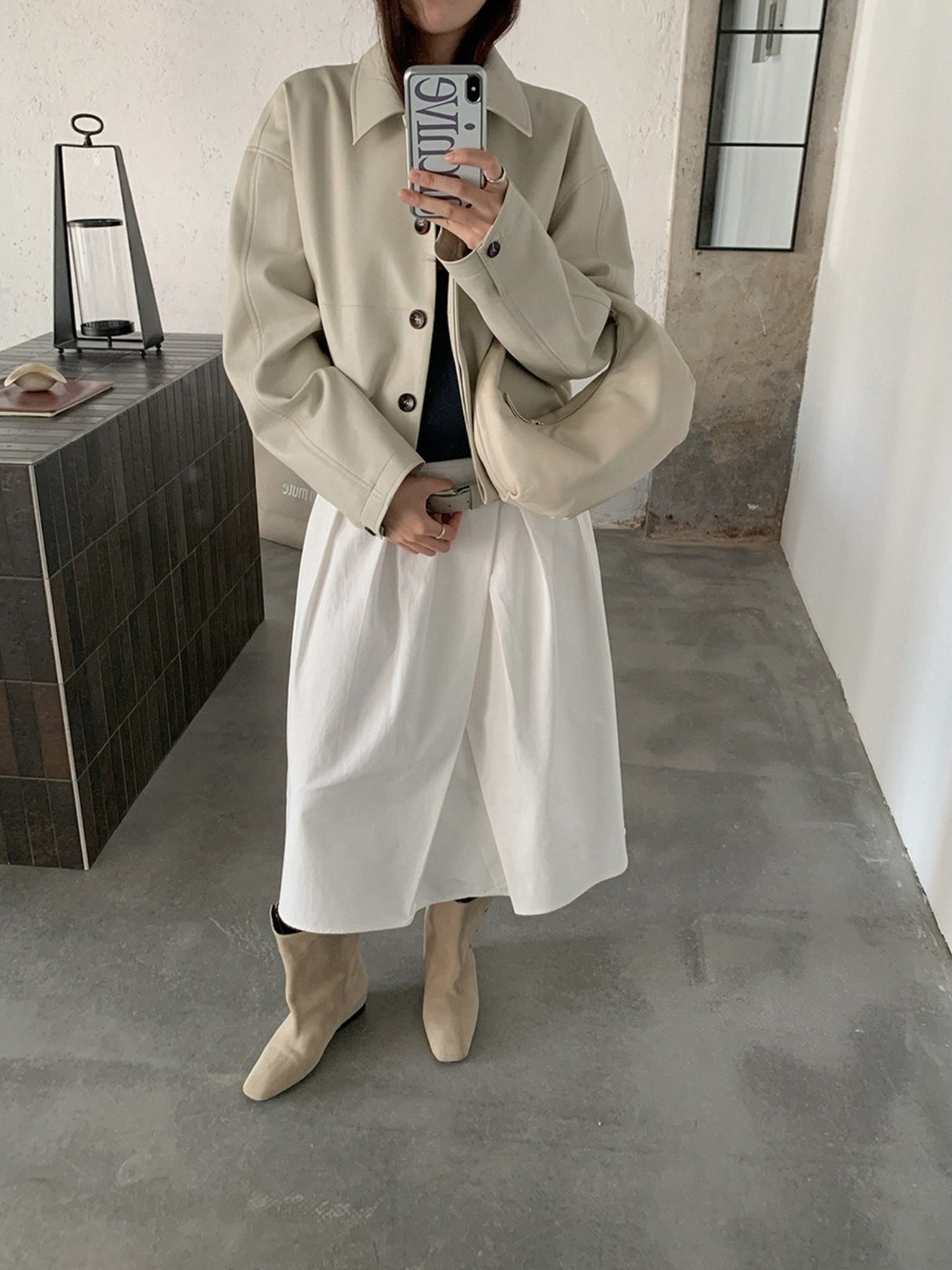VEGAN LEATHER COCOON JACKET 2459