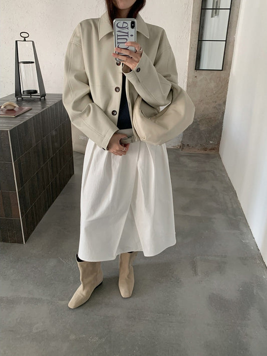 VEGAN LEATHER COCOON JACKET 2459