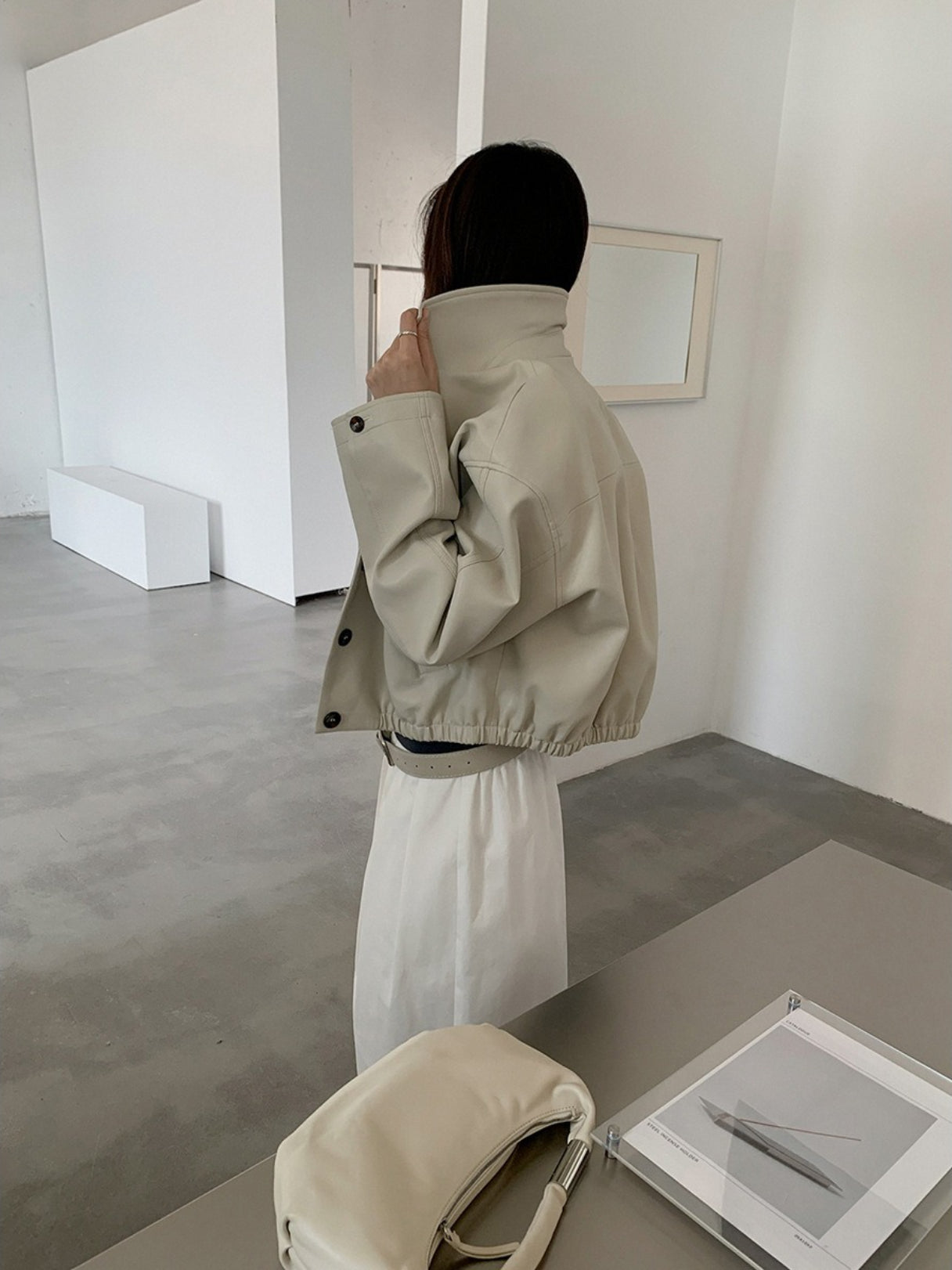 VEGAN LEATHER COCOON JACKET 2459