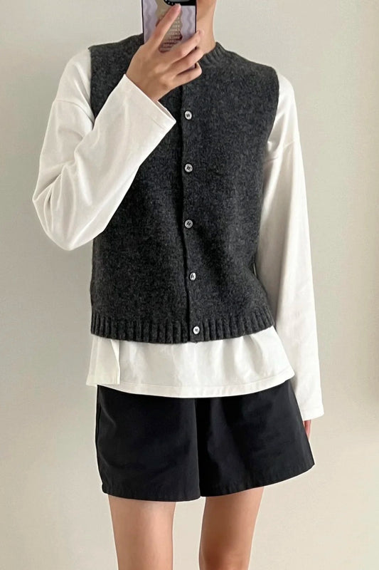 クルーネックニットベスト 2284