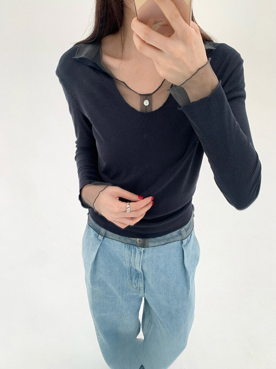 LAYERED SHEER COLLAR TOP 2124