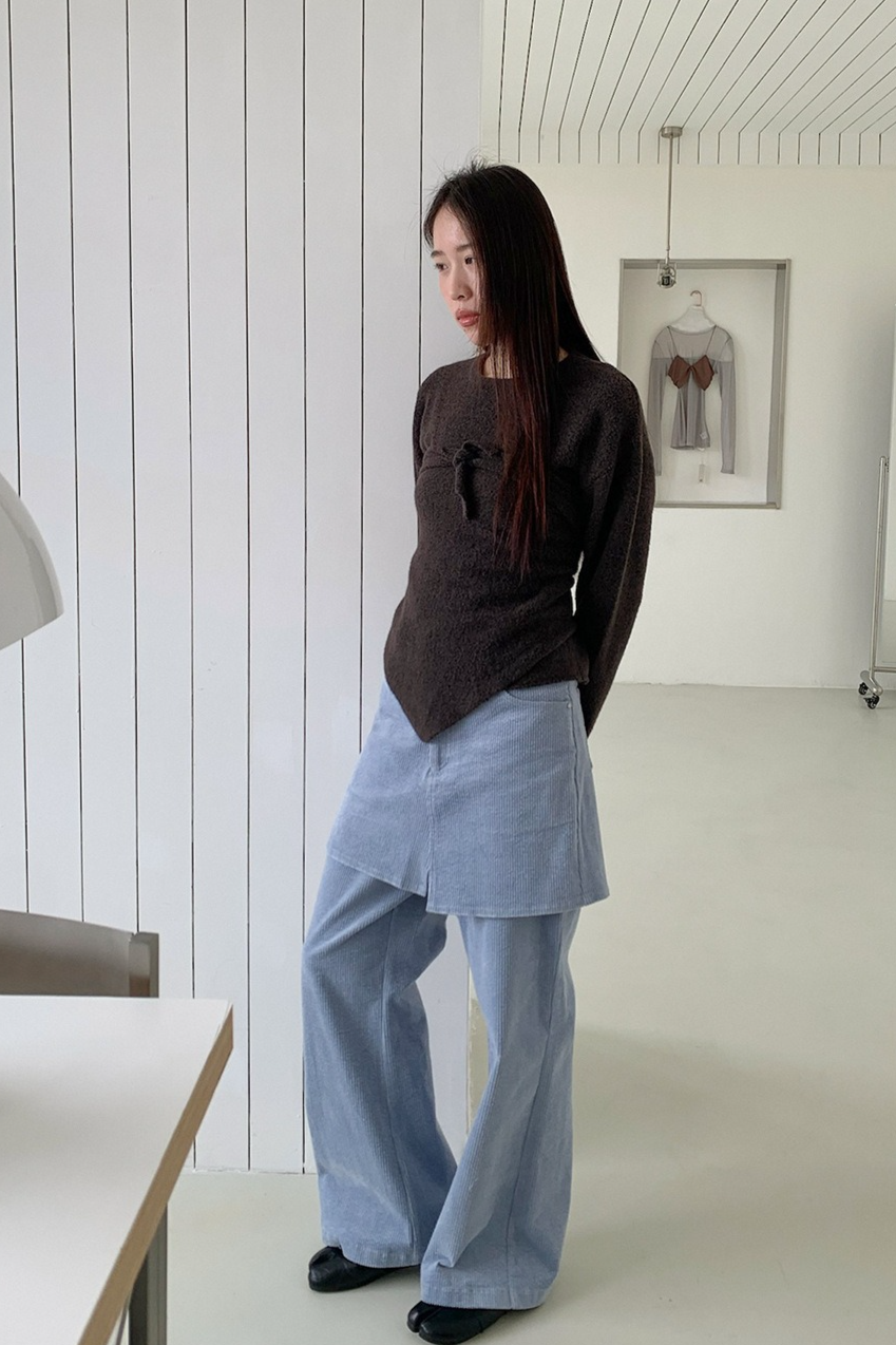 ストール付ラウンドネックカラーニット 2219