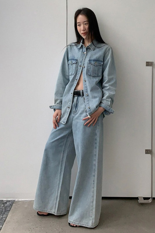 DOUBLE POCKET DENIM SHIRT 2305