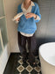 MOHAIR DEEP V-NECK KNIT 2465