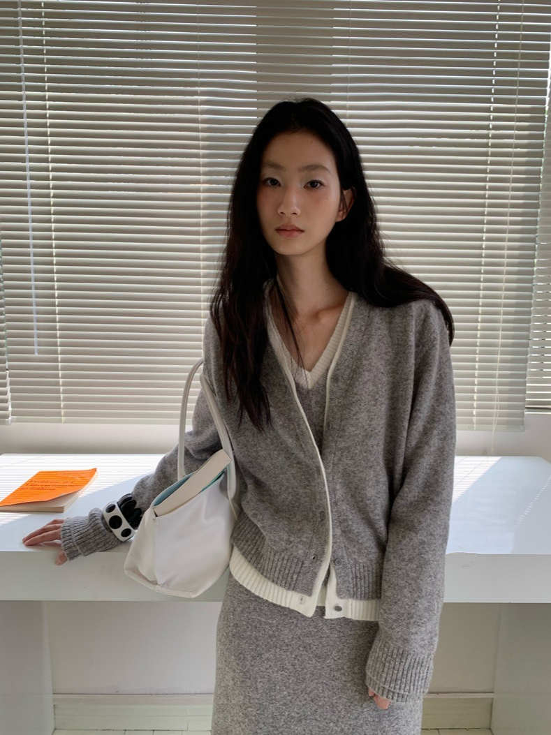 カラーブロックニットカーディガン 2211