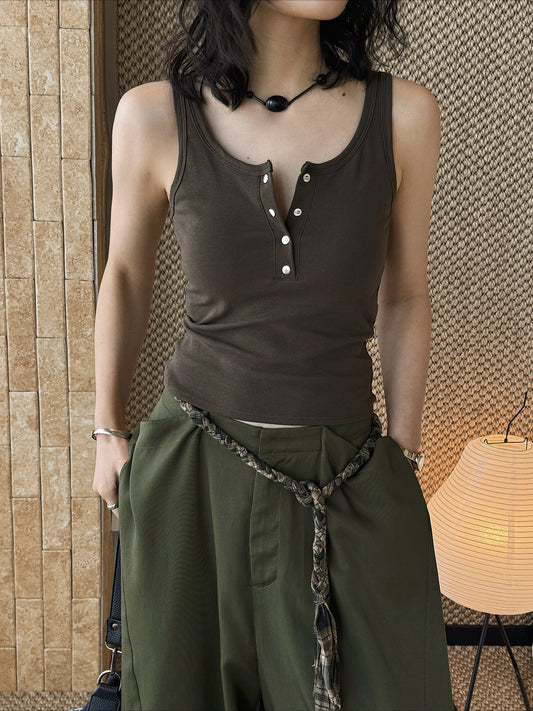 HENLEY NECK TANK TOP 2425