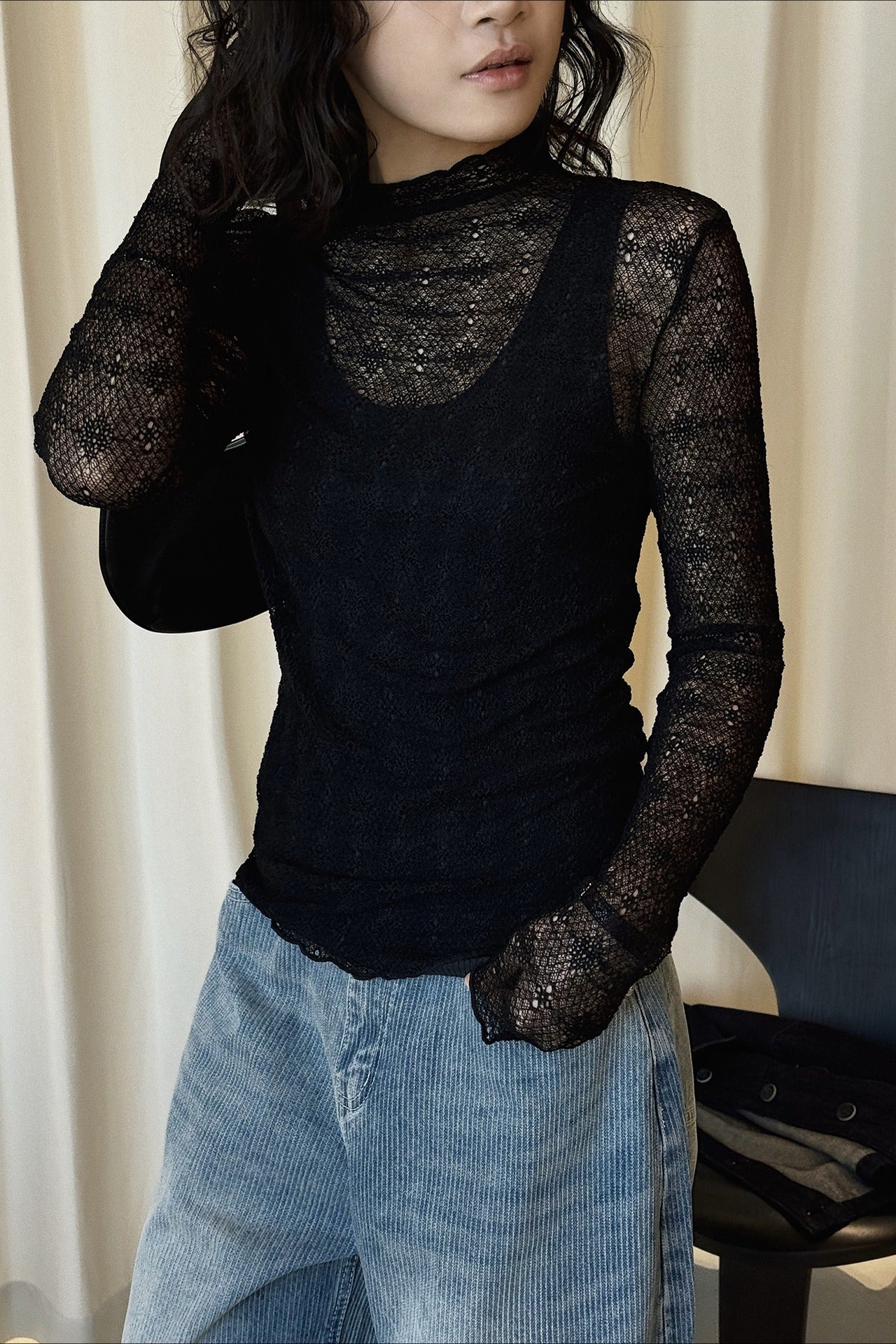 シアーレースプチハイネックトップス 2271