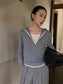 V-NECK HOOD KNIT TOP 2514