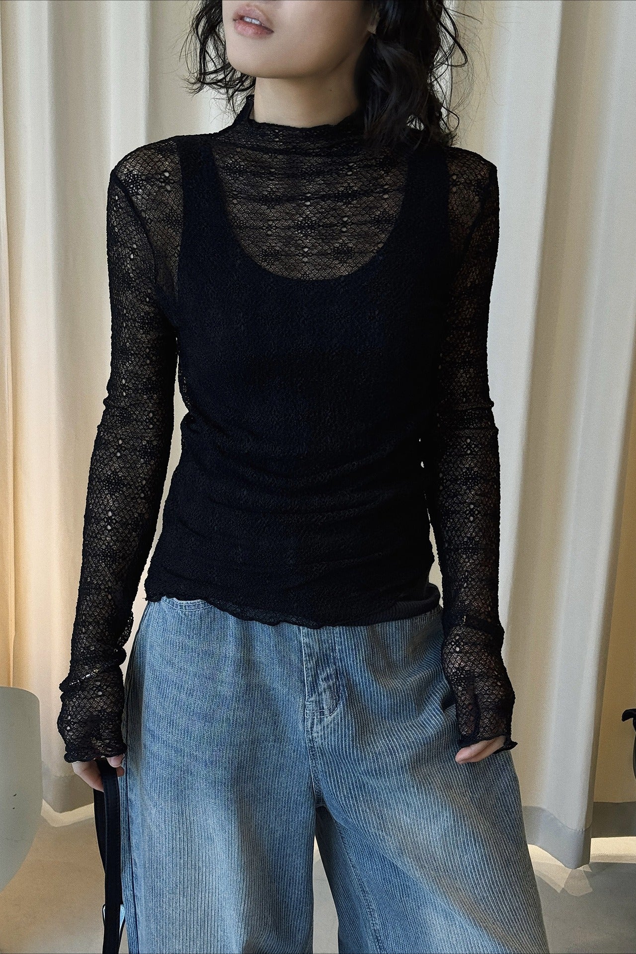シアーレースプチハイネックトップス 2271