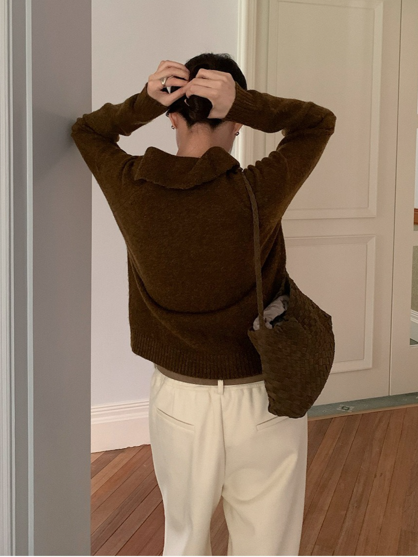 スタンドカラーラグランニット 2198