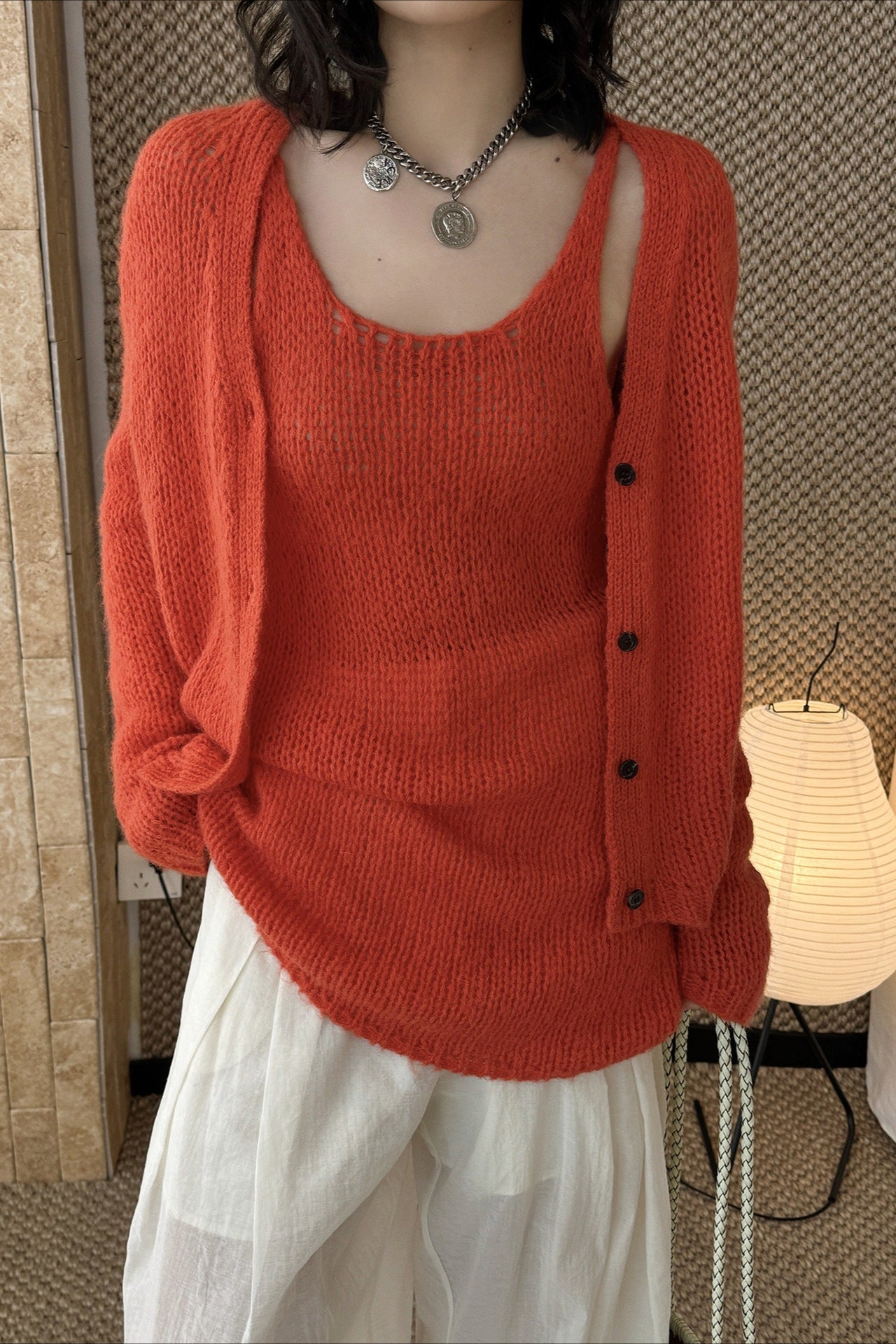 透かし編みニットアンサンブル 2273