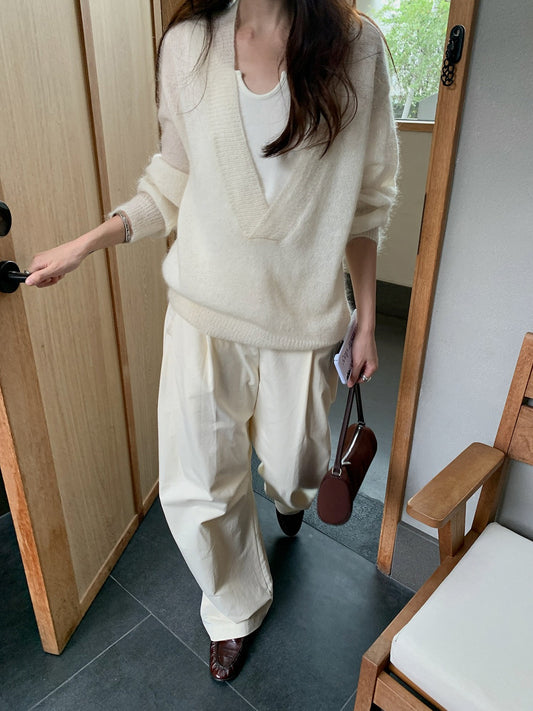 MOHAIR DEEP V-NECK KNIT 2465