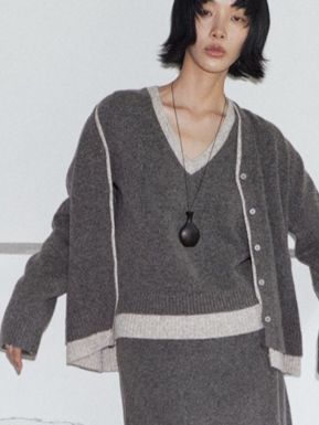 カラーブロックニットカーディガン 2211
