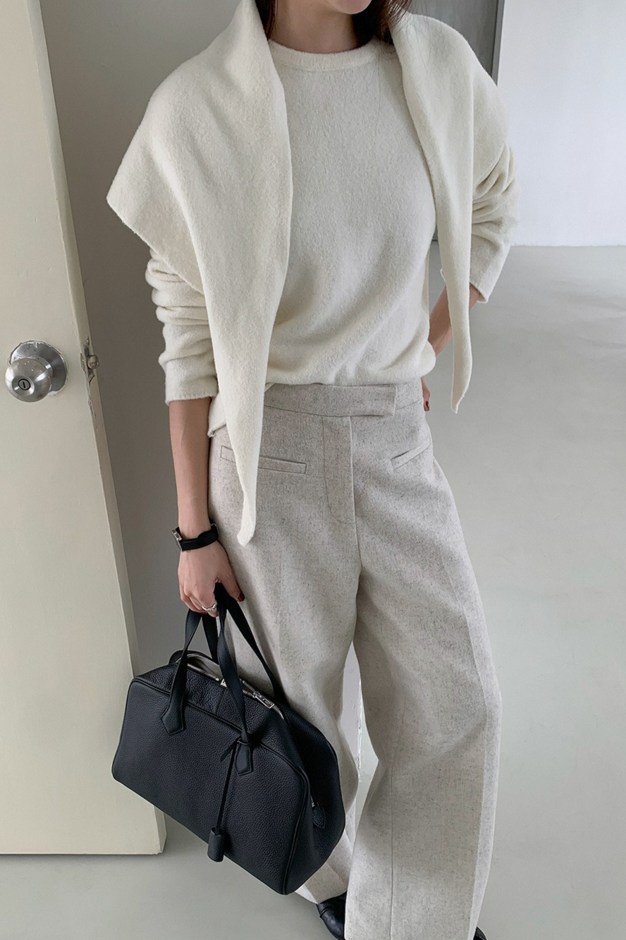 ストール付ラウンドネックカラーニット 2219