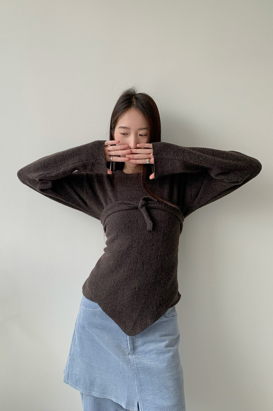 ストール付ラウンドネックカラーニット 2219