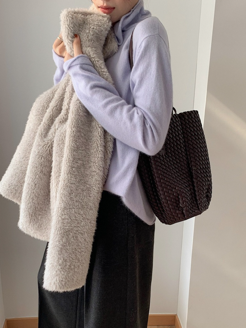 ルーズハイネックカラーニット 2200