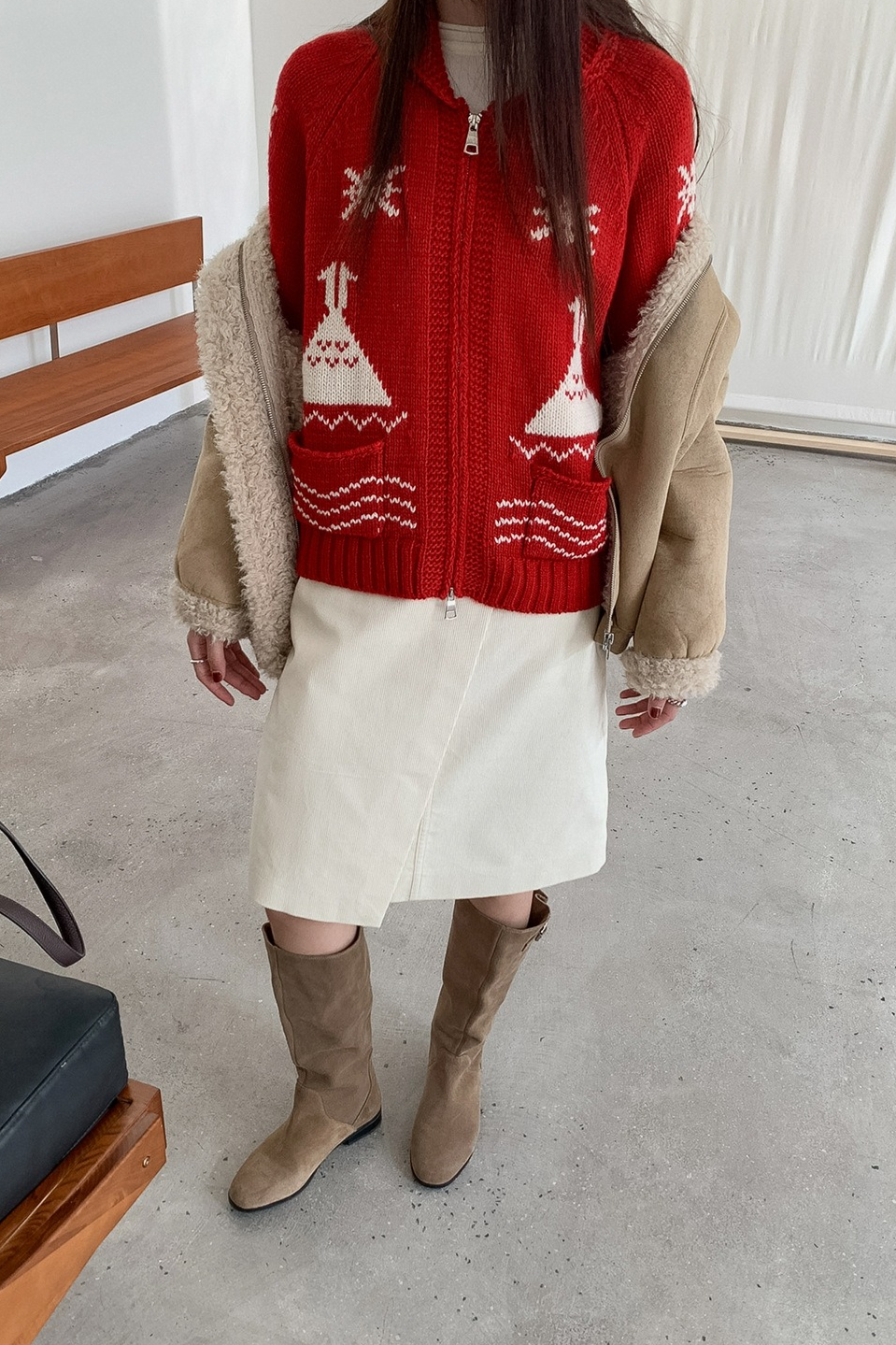 ノルディック柄ジップニット 2217