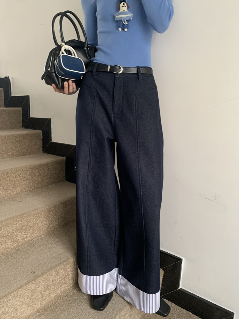 ヘムストライプワイドデニム 2214