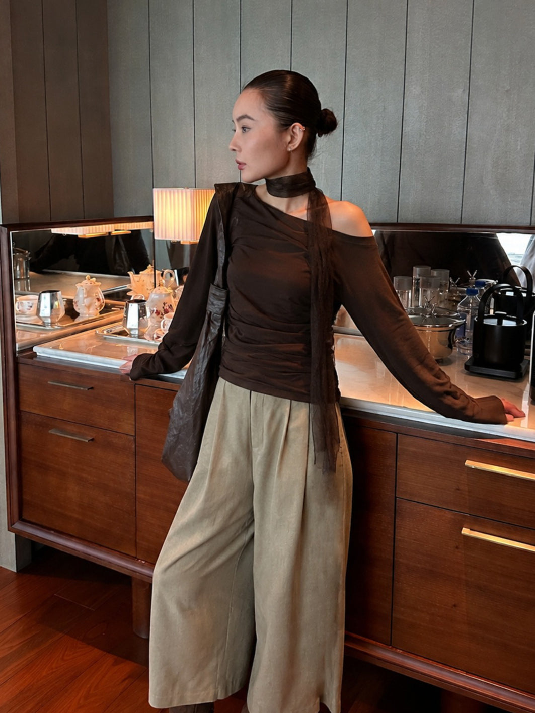 ASYM SHEER TIE TOP 2487