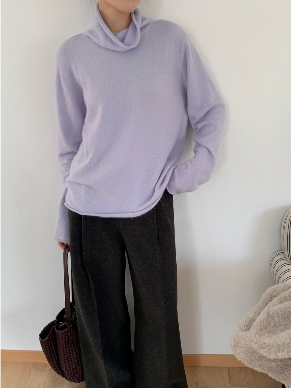 ルーズハイネックカラーニット 2200