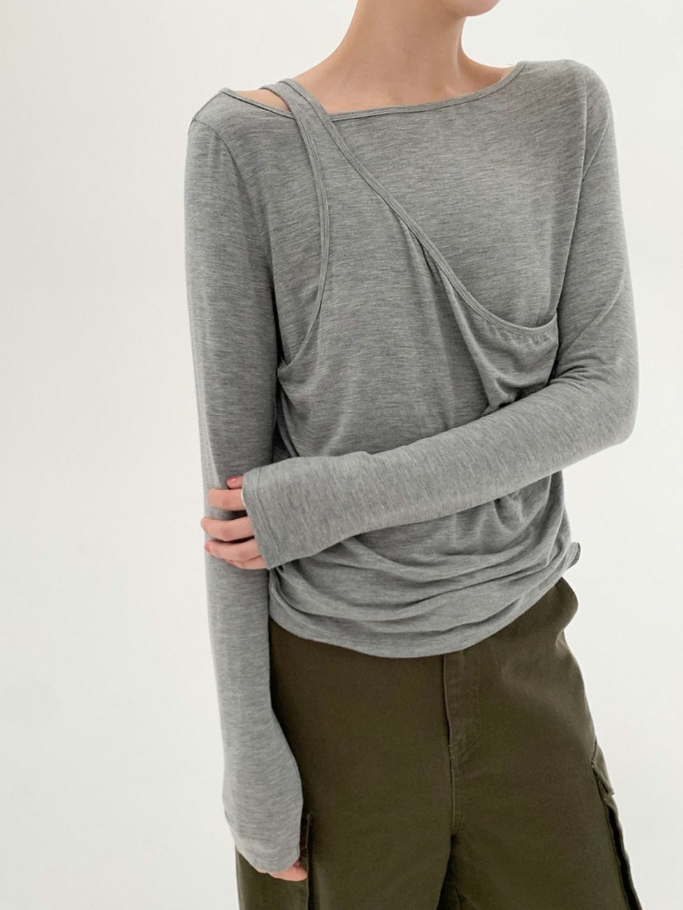 アシメトリードレープレイヤートップス 2202