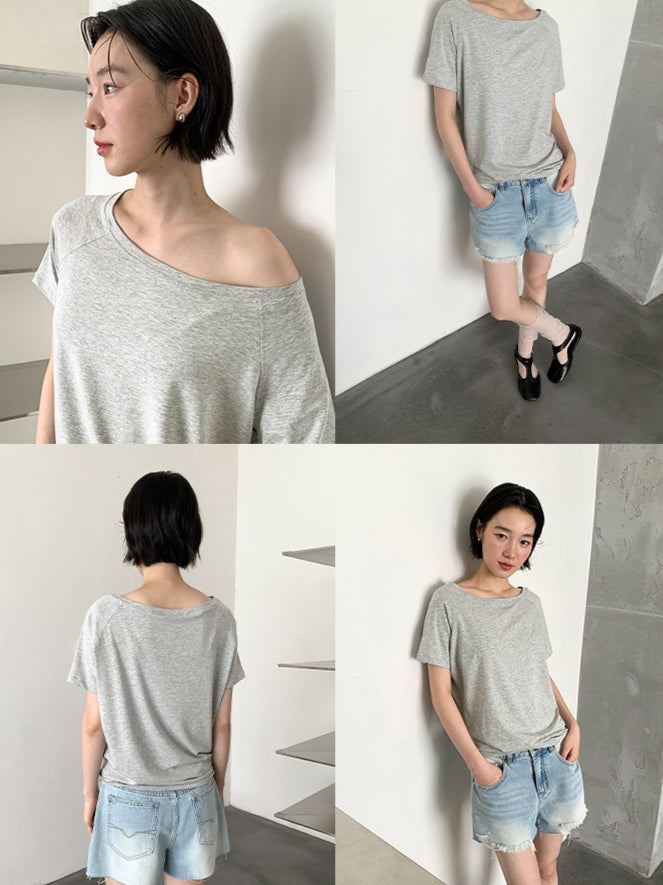 ボートネックTシャツ 2074