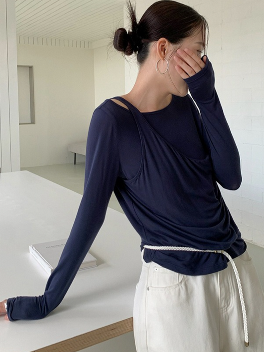 アシメトリードレープレイヤートップス 2202